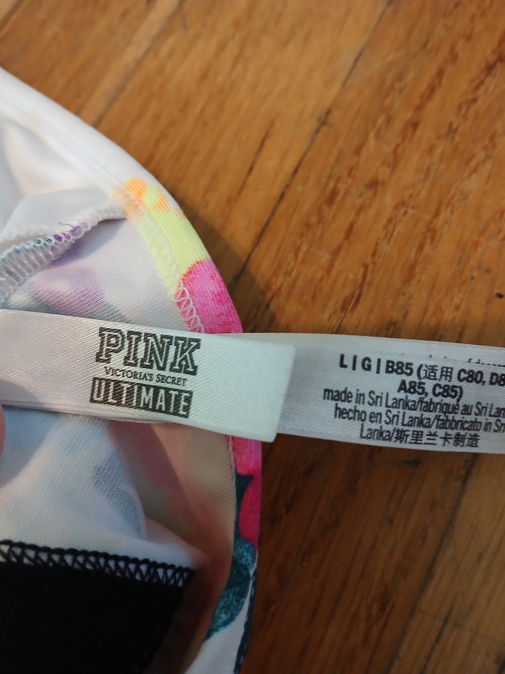 PINK Victoria's Secret PINK Ultimate Floral Bralette Bra Logo B Cup Size Large - Picture 5 of 5